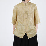 Buddha Stones Summer Frog-Button Half Sleeve Vine Leaf Flower Pattern Men's Shirt