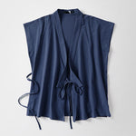 Buddha Stones Summer Solid Color V-Neck Sleeveless Men's Cotton Linen Vest