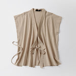 Buddha Stones Summer Solid Color V-Neck Sleeveless Men's Cotton Linen Vest