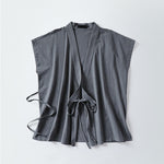 Buddha Stones Summer Solid Color V-Neck Sleeveless Men's Cotton Linen Vest
