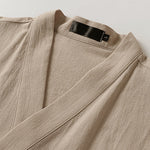 Buddha Stones Summer Solid Color V-Neck Sleeveless Men's Cotton Linen Vest
