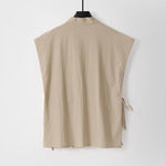 Buddha Stones Summer Solid Color V-Neck Sleeveless Men's Cotton Linen Vest