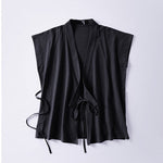 Buddha Stones Summer Solid Color V-Neck Sleeveless Men's Cotton Linen Vest