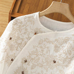 Buddha Stones Casual Floral Pattern Crew Neck Women's Cotton T-shirt