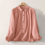 Buddha Stones Solid Color Crew Neck Long Sleeve Women's Polyester Shirt