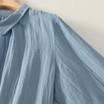 Buddha Stones Solid Color Crew Neck Long Sleeve Women's Polyester Shirt