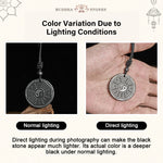 Buddha Stones Authentic Shungite Stone Yin Yang Bagua Protection Necklace Pendant