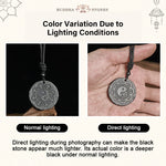 Buddha Stones Tai Chi Yin Yang Symbol Authentic Shungite Stone Inner Strength Necklace Pendant