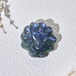Buddha Stones Carved Nine Tailed Fox Labradorite Figurine Wisdom Healing Statue Decoration