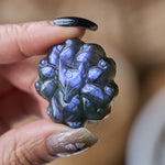 Buddha Stones Carved Nine Tailed Fox Labradorite Figurine Wisdom Healing Statue Decoration