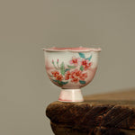 Buddha Stones Hand-painted Rabbit Orchid Flower Begonia Ceramic Teacup Kung Fu Tea Cup 75ml