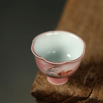 Buddha Stones Hand-painted Rabbit Orchid Flower Begonia Ceramic Teacup Kung Fu Tea Cup 75ml