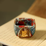 Buddha Stones Hand-painted Dunhuang Meditating Buddha Shino Ceramic Teacup Kung Fu Tea Cup