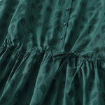 Buddha Stones Spring Grass Vines Print Buttons Design Long Sleeve Midi Dress With Pockets