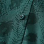 Buddha Stones Spring Grass Vines Print Buttons Design Long Sleeve Midi Dress With Pockets