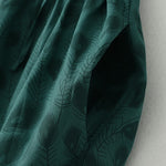 Buddha Stones Spring Grass Vines Print Buttons Design Long Sleeve Midi Dress With Pockets
