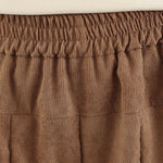 Buddha Stones Spring Plain Brown Corduroy Women's Wide Leg Pants With Pockets