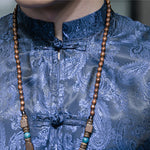 Buddha Stones Summer Cashew Flowers Pattern Men's Frog-Button Half Sleeve Shirts