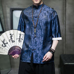 Buddha Stones Summer Cashew Flowers Pattern Men's Frog-Button Half Sleeve Shirts