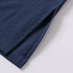 Buddha Stones Summer Simple V-Neck Short Sleeve Cotton Linen Men's Shirt