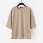 Buddha Stones Summer Casual Crew Neck Men's Half Sleeve Cotton Linen T-Shirt