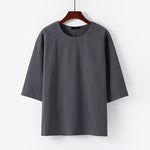 Buddha Stones Summer Casual Crew Neck Men's Half Sleeve Cotton Linen T-Shirt