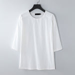 Buddha Stones Summer Casual Crew Neck Men's Half Sleeve Cotton Linen T-Shirt