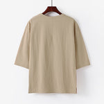 Buddha Stones Summer Casual Crew Neck Men's Half Sleeve Cotton Linen T-Shirt