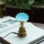 Buddha Stones Lotus Liuli Glass Eight Auspicious Symbols Base Enlightenment Home Decoration