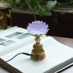Buddha Stones Lotus Liuli Glass Eight Auspicious Symbols Base Enlightenment Home Decoration