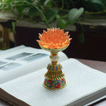 Buddha Stones Lotus Liuli Glass Eight Auspicious Symbols Base Enlightenment Home Decoration