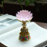 Buddha Stones Lotus Liuli Glass Eight Auspicious Symbols Base Enlightenment Home Decoration