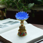 Buddha Stones Lotus Liuli Glass Eight Auspicious Symbols Base Enlightenment Home Decoration