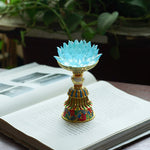 Buddha Stones Lotus Liuli Glass Eight Auspicious Symbols Base Enlightenment Home Decoration