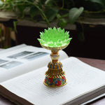 Buddha Stones Lotus Liuli Glass Eight Auspicious Symbols Base Enlightenment Home Decoration