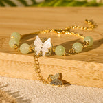 Buddha Stones Liuli Glass Bead Butterfly Blessing Love Bracelet
