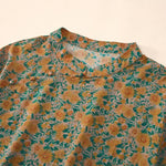 Buddha Stones Summer  Frog-Button Stand Collar Short Sleeve Flower Pattern Women's  Shirt