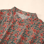 Buddha Stones Summer  Frog-Button Stand Collar Short Sleeve Flower Pattern Women's  Shirt