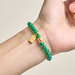 Buddha Stones Green Agate Ingot Fu Character Relaxation Hope Bracelet