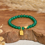 Buddha Stones Green Agate Ingot Fu Character Relaxation Hope Bracelet
