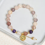 Buddha Stones Golden Silk Jade Fu Character Rabbit Ward Off Evil Spirits Bracelet