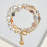 Buddha Stones Irregular Pearl Glass Bead Double Wrap Bracelet