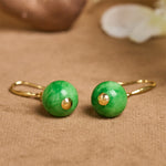 Buddha Stones 925 Sterling Silver Green Chalcedony Strength Courage Earrings