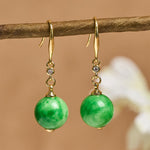 Buddha Stones 925 Sterling Silver Green Chalcedony Strength Courage Earrings