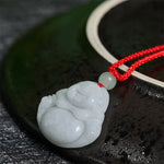 Buddha Stones Jade Laughing Buddha Prosperity Necklace Pendant