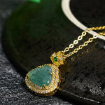 Buddha Stones Jade Laughing Buddha Prosperity Luck Necklace Pendant