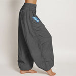 Buddha Stones Pure Cotton Dreamy Butterfly Lotus Pattern Women's Elastic Waist Harem Pants