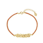 Buddha Stones 925 Sterling Silver Five-Emperor Coins Red String Balance Bracelet