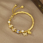 Buddha Stones 925 Sterling Silver Butterfly Flower Balance Bracelet