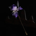 Buddha Stones Handmade Silk Art Purple White Iris Protection Brooch